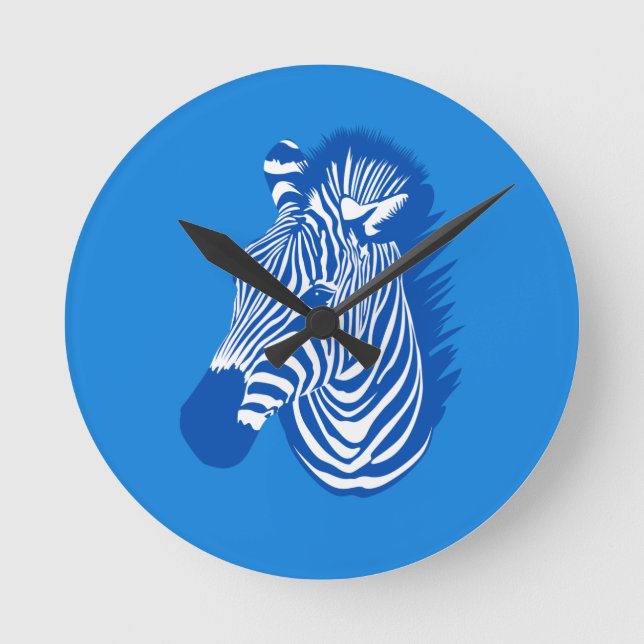 Blue Zebra  Round Clock (Front)