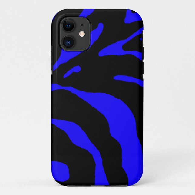 Blue Zebra Stripe Animal Print Case-Mate iPhone Case (Back)