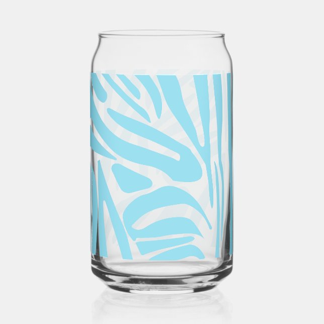 Blue Zebra Stripe Pattern Can Glass (Front)