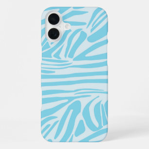 Blue Zebra Stripe Pattern iPhone 16 Plus Case