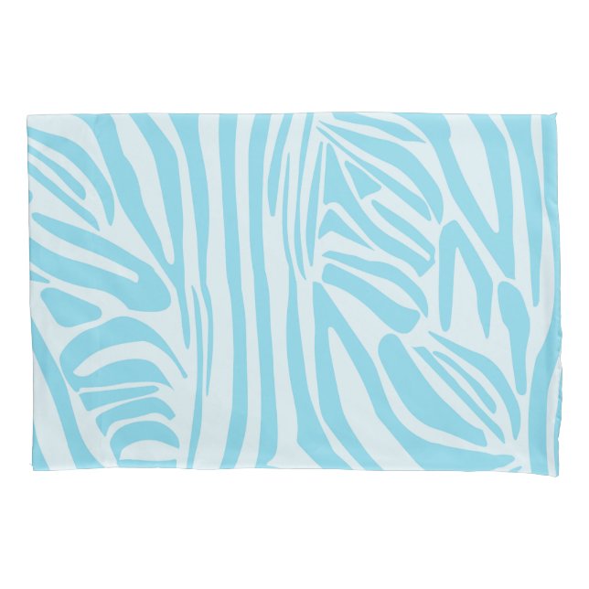 Blue Zebra Stripe Pattern Pillowcase (Front-Left)