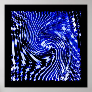 Blue Zebra Swirl Poster
