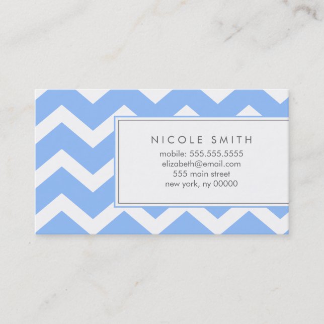 Blue Zig Zag Chevron Pattern Calling Cards (Front)
