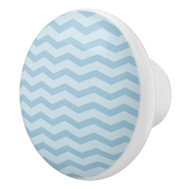 Blue zig zag chevron pattern ceramic pull knobs (Right)