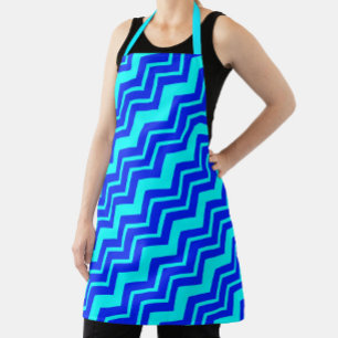 Blue Zig Zag Chevron Pattern Design Apron