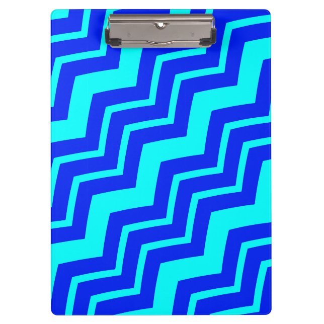 Blue Zig Zag Chevron Pattern Design  Clipboard (Front)