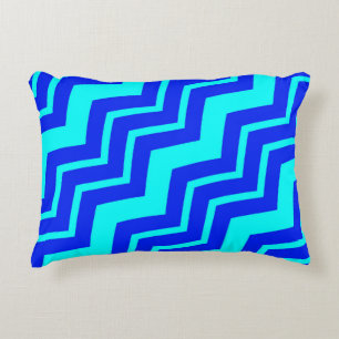 Blue Zig Zag Chevron Pattern Design Decorative Cushion