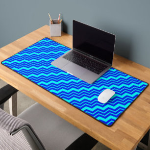 Blue Zig Zag Chevron Pattern Design Desk Mat