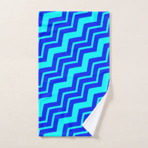Blue Zig Zag Chevron Pattern Design Hand Towel