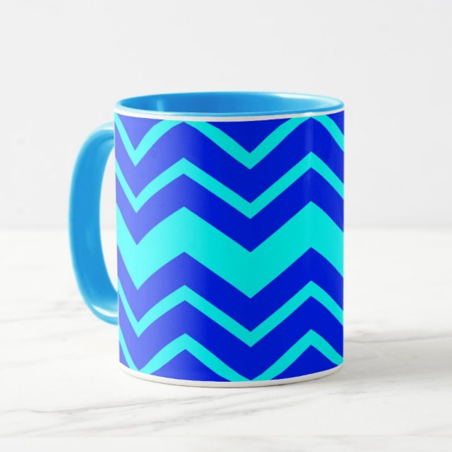 Blue Zig Zag Chevron Pattern Design  Mug (Creator Uploaded)