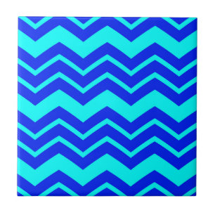 Blue Zig Zag Chevron Pattern Design  Tile