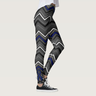 Blue Zig Zag with Ribbon...Guillain Barre Leggings