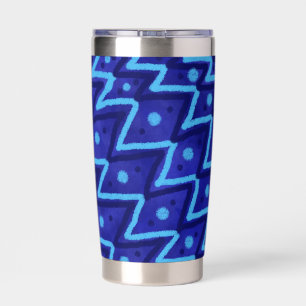 Blue Zig Zags Dots Funky Pattern Insulated Tumbler