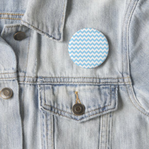 Blue Zigzag, Blue Chevron, Geometric Pattern 6 Cm Round Badge