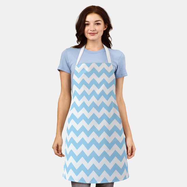Blue Zigzag, Blue Chevron, Geometric Pattern Apron (Worn)