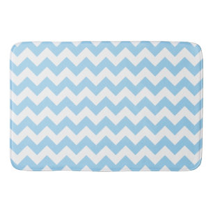 Blue Zigzag, Blue Chevron, Geometric Pattern Bath Mat