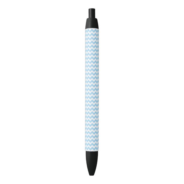Blue Zigzag, Blue Chevron, Geometric Pattern Black Ink Pen (Front Vertical)