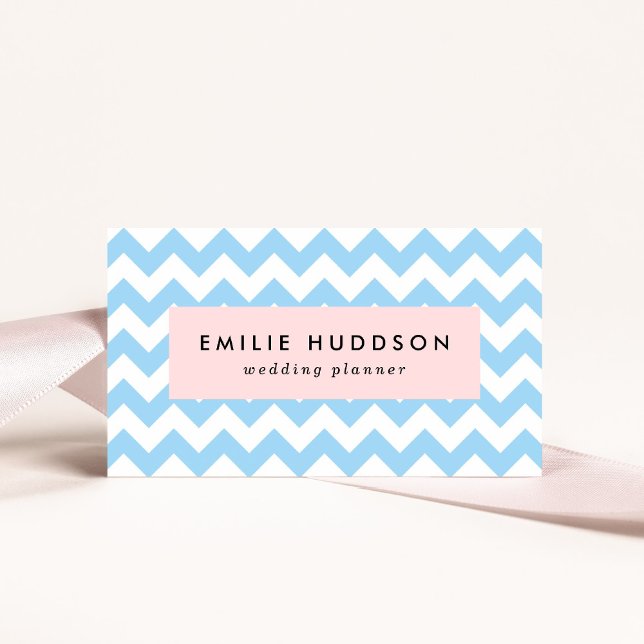 Blue Zigzag, Blue Chevron, Geometric Pattern Business Card (Creator Uploaded)