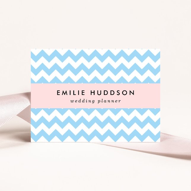 Blue Zigzag, Blue Chevron, Geometric Pattern Business Card (Creator Uploaded)