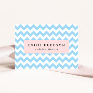 Blue Zigzag, Blue Chevron, Geometric Pattern Business Card