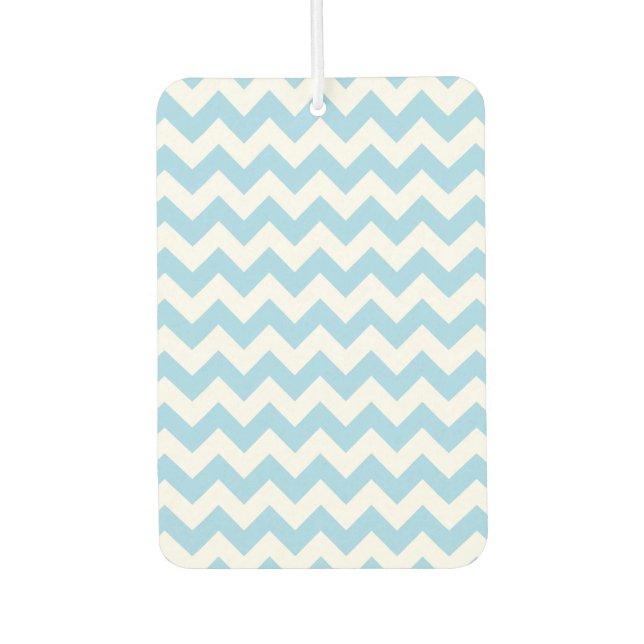 Blue Zigzag, Blue Chevron, Geometric Pattern Car Air Freshener (Front)