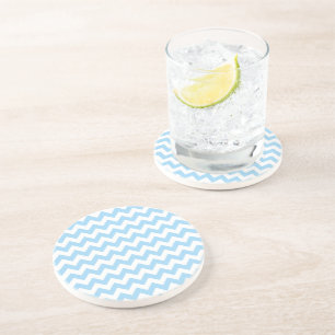 Blue Zigzag, Blue Chevron, Geometric Pattern Coaster