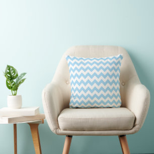 Blue Zigzag, Blue Chevron, Geometric Pattern Cushion