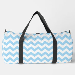 Blue Zigzag, Blue Chevron, Geometric Pattern Duffle Bag