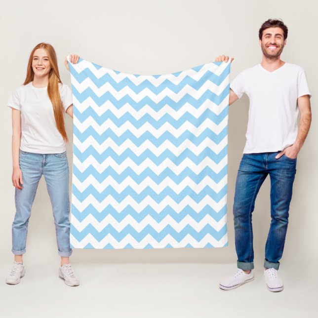 Blue Zigzag, Blue Chevron, Geometric Pattern Fleece Blanket (In Situ)