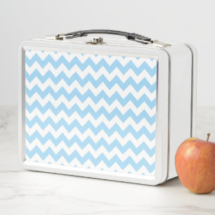 Blue Zigzag, Blue Chevron, Geometric Pattern Metal Lunch Box
