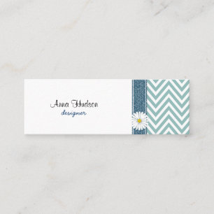 Blue Zigzag, Blue Chevron, Geometric Pattern Mini Business Card