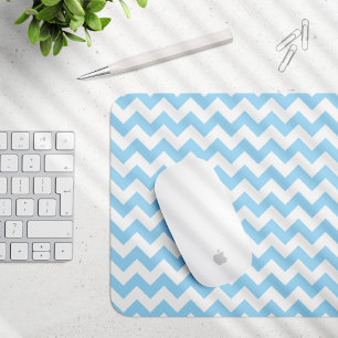 Blue Zigzag, Blue Chevron, Geometric Pattern Mouse Mat