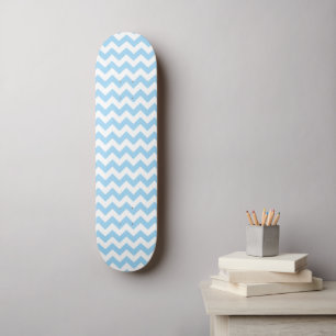 Blue Zigzag, Blue Chevron, Geometric Pattern Skateboard