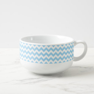 Blue Zigzag, Blue Chevron, Geometric Pattern Soup Mug
