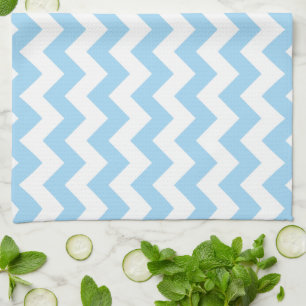 Blue Zigzag, Blue Chevron, Geometric Pattern Tea Towel
