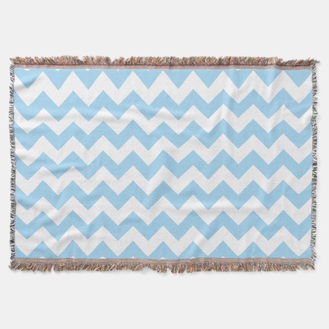 Blue Zigzag, Blue Chevron, Geometric Pattern Throw Blanket (Front)