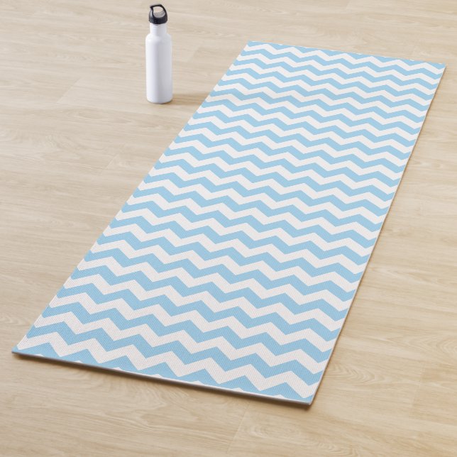 Blue Zigzag, Blue Chevron, Geometric Pattern Yoga Mat (In Situ)