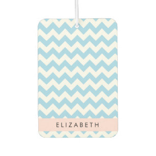 Blue Zigzag, Blue Chevron, Wave Pattern, Your Name Car Air Freshener