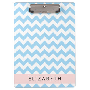Blue Zigzag, Blue Chevron, Wave Pattern, Your Name Clipboard