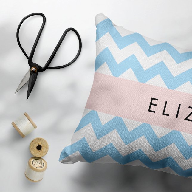 Blue Zigzag, Blue Chevron, Wave Pattern, Your Name Pillowcase (Creator Uploaded)