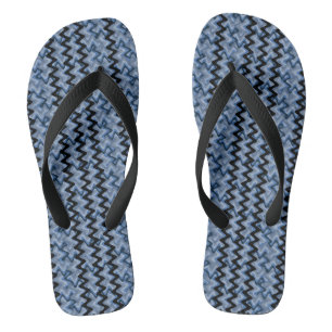 Blue Zigzag Flip Flops