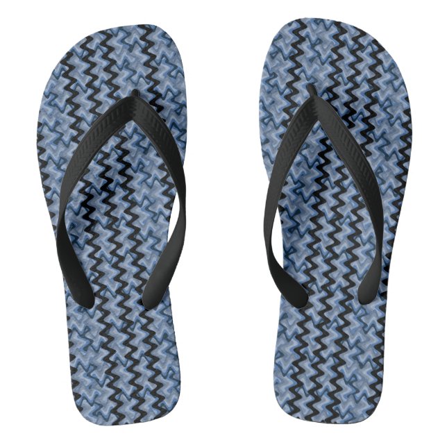 Blue Zigzag Flip Flops (Footbed)