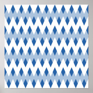 Blue Zigzag Pattern with Diamond Shapes. Poster