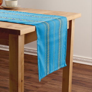 Blue Zigzag Short Table Runner