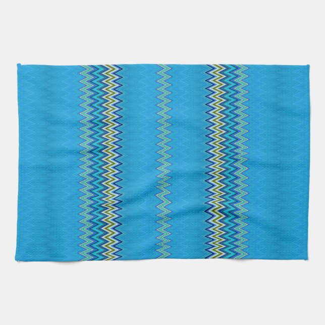 Blue Zigzag Tea Towel (Horizontal)