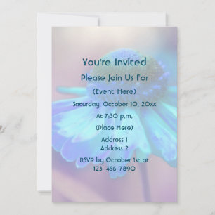Blue Zinnia Flower   Invitation