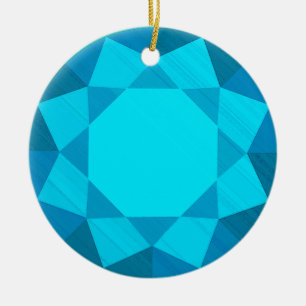 Blue Zircon Gemstone / Jewel Graphic Image  Ceramic Tree Decoration