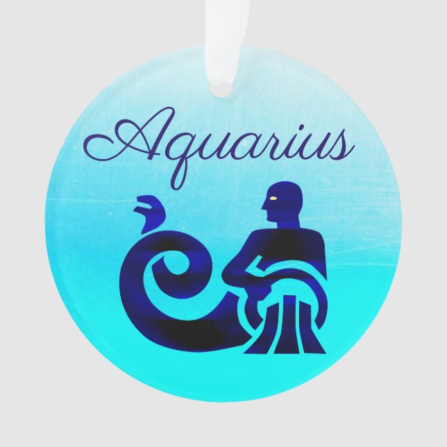 Blue Zodiac Sign Aquarius Purple Horoscope Ornament (Front)