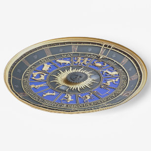 Blue Zodiac Wheel Paper Plate