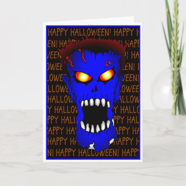 Blue ZOMBIE Halloween cards (Front)
